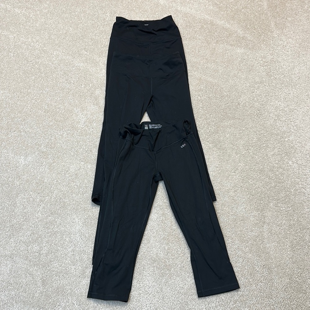 Lot of 3 black VSX leggings cropped and full length